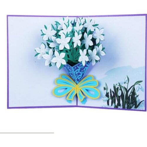 10pcs 3D stereo greeting card rose lily daffodil sun flower bouquet handmade greeting card creative gift card