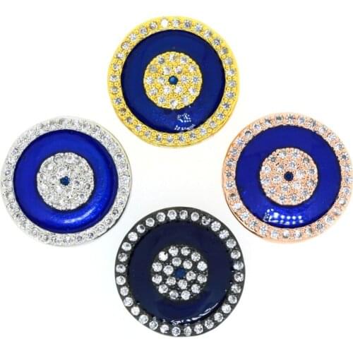 10PCS/LOT Silver/Black/Rose Gold/Gold Color Cubic Zirconia Beads Round Jewelry Findings Charms Connectors