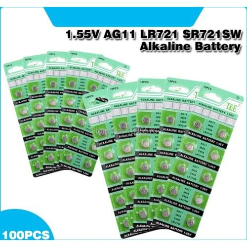 100pcs/pack AG11 LR721 362 Button Batteries SR721 162 Cell Coin Alkaline Battery 1.55V For Watch Toys Remote
