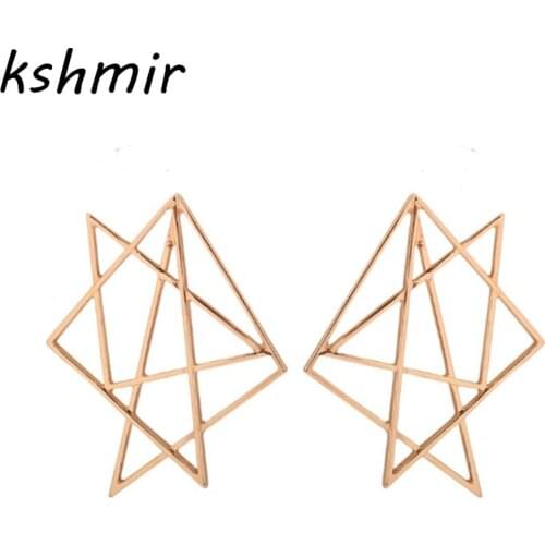 2018 fashion earrings stud earrings in Europe and the irregular geometry contracted hollow-out earrings earrings wholesale