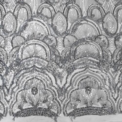 2021 Top End Pure Handwork Heavy 3d Beaded Lace With Fringe And Sequins HY1148