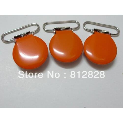 25pcs 1'' 25mm #MD06 Orange Color Enamel Pacifier Clips/Suspender Clips