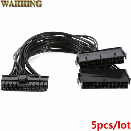 5pcs ATX Mining 30cm 24 Pin Dual PSU Power Supply Extension Cable for Computer Adaptor Cable Connector for Mining 24Pin HY1577