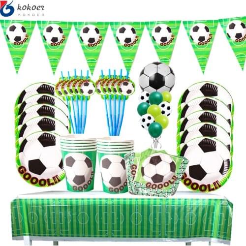 71pcs/lot Football theme birthday party tableware set Napkin Cups Tablecloth Flag straw balloon Kids Favor Boys Party Decoration
