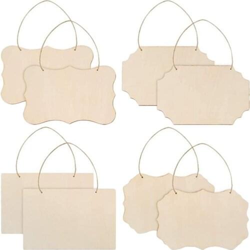 8Pcs Unfinished Wood Cutouts Door Sign Hanging Wood Pieces Home Decoration Wood DIY Crafts Home Hanging Board