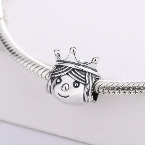 925 Sterling Silver Queen King With Crown Pendant Beads Charms Bracelet Original DIY Jewelry Making For Pandora