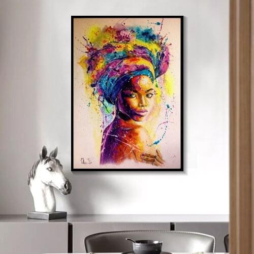 Africa Women Printed Posters Abstract Girl Portrait Canvas Painting Colorful Graffiti On The Wall Art for Living Room Home Decor