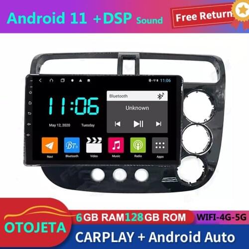 For Honda Civic Right 2001 - 2006 Car Radio Stereo GPS Navigator 128GB Rom Autoradio 2Din Android 11 Bluetooth Multimedia Player