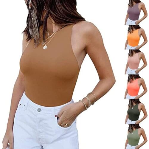 Traf O Neck Sleeveless Bodysuit Women Stretchy Casual Bodycon Bodysuit Summer Body Female For Woman Basic Off Shoulder Top