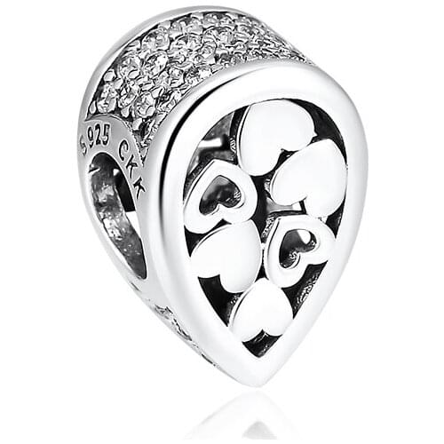 Beads fit for Pandora Bracelets Radiant Teardrop Love charms 100% 925 Sterling Silver Jewelry Free Shipping