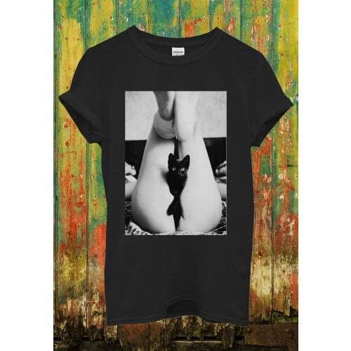 Black Cat Pussy Kitten Sexy Girl Funny Cool Men Women Top Unisex T Shirt