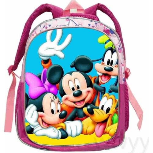 Disney Mickey Backpack Kids Daily Rucksack Boys Girls Bookbag Student Cartoon School Bag Kindergarten Schoolbag