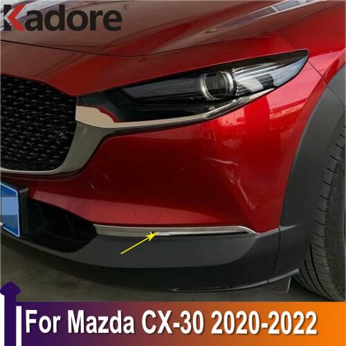 For mazda CX-30 CX30 2020 2021 2022 ABS Chrome Front Fog Light Lamp Cover Trim Foglight Eyebrow Strips Accessories Car Styling