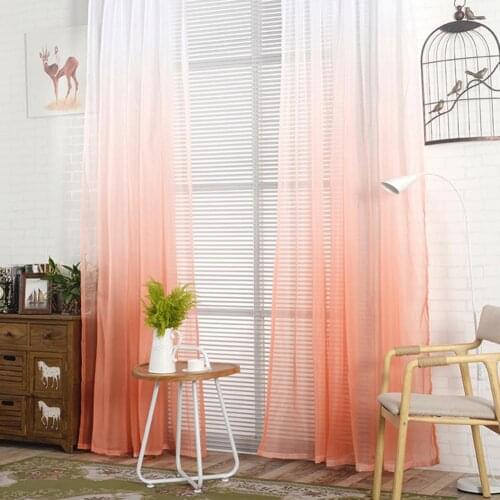 Gradient Splice Color Sheer Tulle Window Curtain Drape Bedroom Balcony Home Window Decoration
