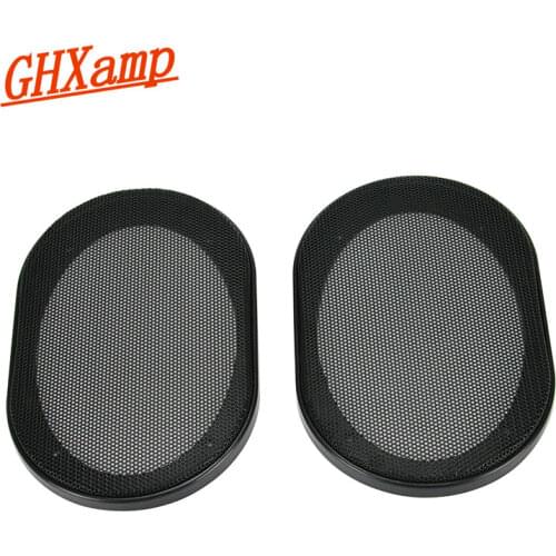 GHXAMP 2PCS 4*6 inch Black Car Speaker Protective Grill ABS Plastic frame + Metal Cover Mesh Enclosure Net Cover DIY