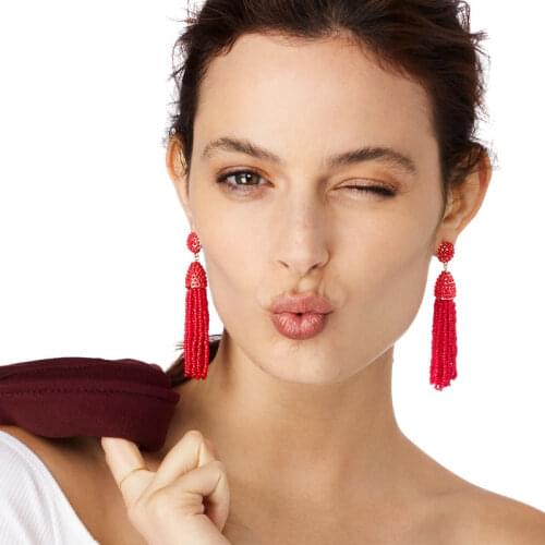 JURAN HOT HOT HOT 2018 New Long Vintage Fringing Beads Statement Earring Falcon Beads Handmade Tassel Earrings For Women Jewelry