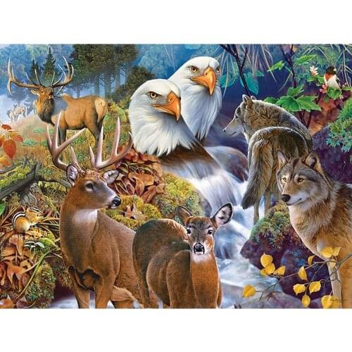 KAMY YI Animal Eagle Deer Wolf Diamond Painting Cross Stitch Full Diamond 5D Diy Embroidered Mosaic Art Home Decoration