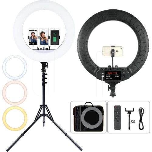 Fusitu FT-45 18 Inch LED Ring Light Photographic Lighting 2700-6500K Fill Ring Lamp With Remote Tripod For Phone Makeup Youtube