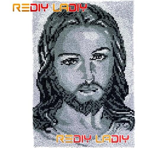 Latch Hook Rug Our Lord Jesus Plush Wall Hanging DIY Carpet Rug Kits Chunky Yarn Arts Cushion Crocheted Floor Mat Hobby & Crafts