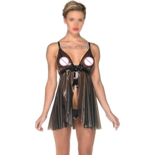 Handmade latex dress one-piece babydoll night gown without underwear