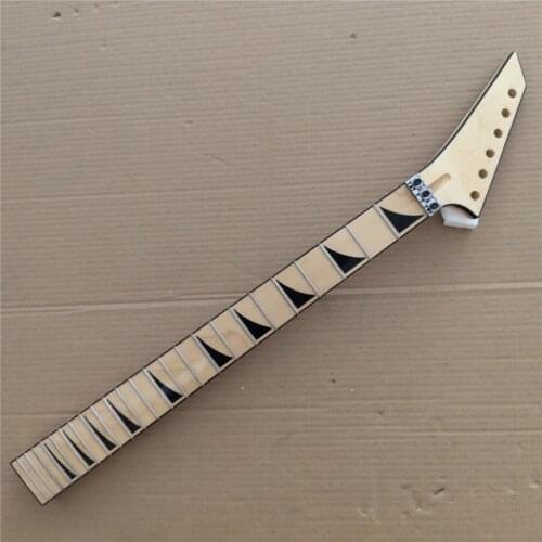 Left Head 24 Frets Maple Electric Guitar Neck Replacement Maple Fingerboard Locking Nut Gloss