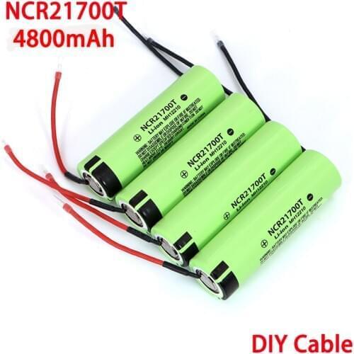 3.7V NCR21700T 4800mAh li-lon battery 21700 15A 5C Rate Discharge ternary lithium batteries DIY Welding Cable