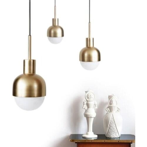 Nordic Denmark Copper Pendant Lights Modern Mini Suspension Luminaire Loft e27 LED Bulb Light Fixture For Coffee Shop Bar