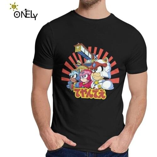 Anime Samurai Pizza Cats Homme T Shirt Men Awesome 100% Pure Cotton Tee Shirt O-neck