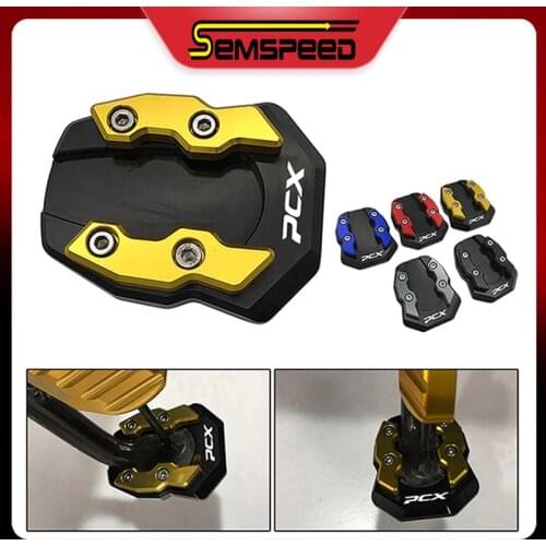 Latest For Honda PCX 150 PCX 160 2021 SEMSPEED CNC Motorcycle Side Stand Pads Kickstands Enlarger Extension Support Plate