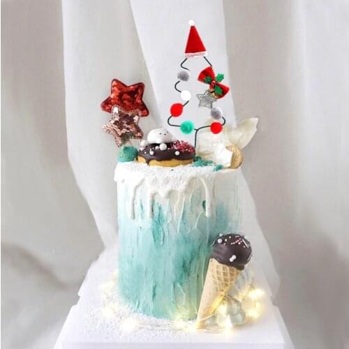 INS Christmas Cake Topper Xmas Tree New year Cupcake Topper for Happy New Year Christmas Xmas Party Cake Decorations Supplies