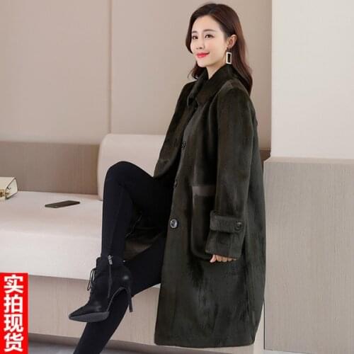 WYWAN 2020 new autumn and winter fur one-piece gold mink female mid-length Korean loose woolen coat trend