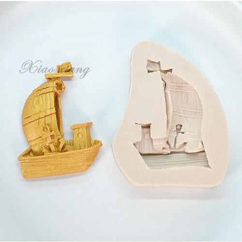 Luyou 1pcs Pirate Ship Cake Border Silicone Mold Fondant Mold Chocolate Mold Cake Decorating Tools Birthday Cake Mould FM1813