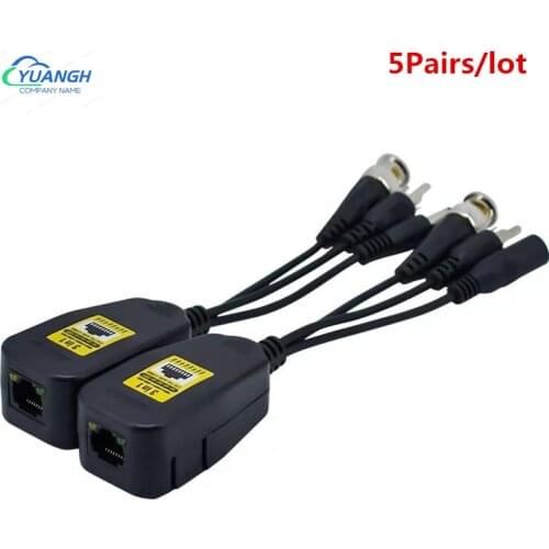 5 Pairs HD 8MP Passive Power Video Balun Audio to RJ45 Connector Converter Supply Passive Transceiver For CCTV Camera System