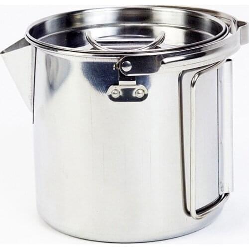 1.2L Portable Outdoor Stainless Steel Kettles Boil Water Hanging Pot Hot Soup Coffee Tableware for Mountaineering Camping