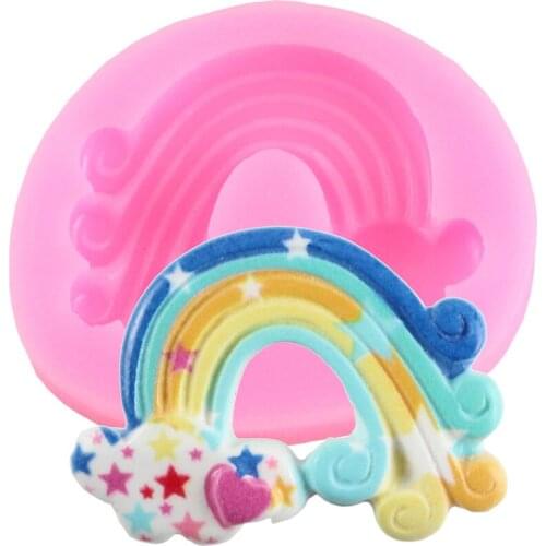 DIY Rainbow Silicone Mold Resin Clay Molds Birthday Party Fondant Cake Decorating Tools Cupcake Topper Chocolate Making Moulds