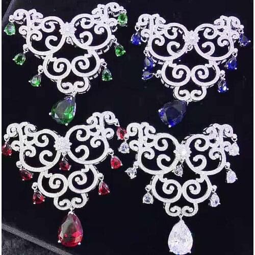 1pc 55x60mm golden plated CZ micro clouds connector/pendant DIY Jewelry Findings accessories