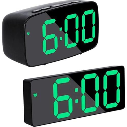 Rectangle/Round Style LED Mirror Screen Alarm Clock Creative Digital Clock Date Temperature Display Home Decor