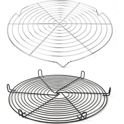 QX2E Round Nonstick Cake Cooling Rack Stainless Steel Wire Cooling Grid Wire Tray Round Cookies Biscuits Bread Baking Tray Tools