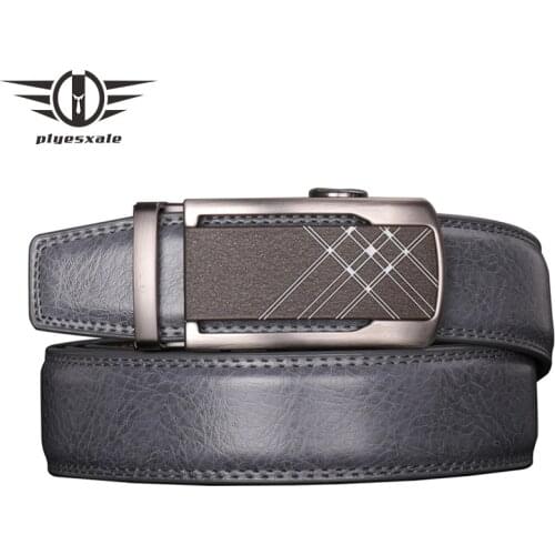 Luxury Brand Cowhide Genuine Leather Belt Men Gray Automatic Buckle Business Casual Belts For Men Top Quality Ratchet Strap B279