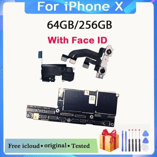 With Face ID Motherboard For iPhone X Original Unlock Mainboard 64GB 256GB without iCloud For iPhone X Mobile phone Logic Board