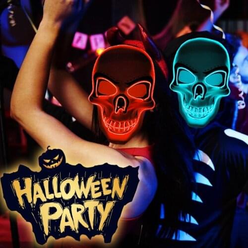 7 Colors Halloween LED Mask Neon Maske Light Up Masks Glow In Dark Scary Masquerade Masks Horror Halloween Party Decoration