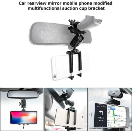 Universal Car Phone Holder Adjustable Rear View Mirror Mount Stand for Mobile Phone GPS Display Bracket Accessories