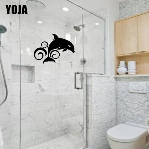 YOJA 20x27.4CM Funny Dolphin Home Room Decorate Wall Sticker Bathroom Glass Decal G2-0549