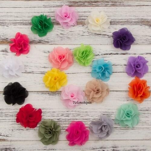 10pcs/lot 2.6" 20 Colors Soft Chic Chiffon Flower Hair Clip For Kids Girl Hair Accessories Artifcial Fabric Flowers For Headband