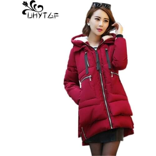UHYTGF Women Cotton coats Thicken fashion Female cotton jacket New Womens Elegant Tops Plus size 5XL Winter Cotton coats X325