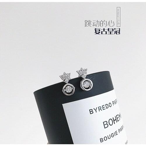 High Quality Cubic Zirconia Crown 925 Sterling Silver Stud Earrings For Women New Arrival Fashion Earrings Free Shipping