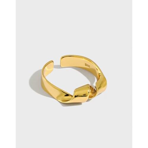 SHANICE S925 sterling silver open ring ins minimalist smoot face twist Hiphop Jewelry Ladies Open Adjust Wedding Rings Women