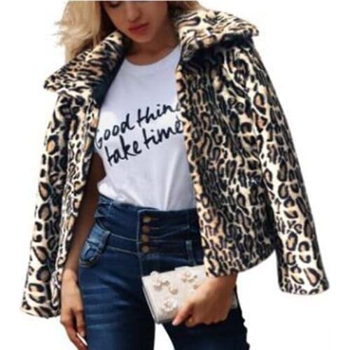 Brie 2019 Fashion Women Coat Leopard Ladies Warm Print Faux Fur Coat Jacket Winter Parka Outerwear dropship