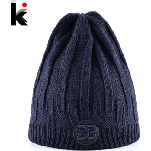 Winter Beanies Hat For Men Knitting Wool Skullies Caps Women Add Velvet Thicker Mens Knitted Bonnets Beanie Unisex Skis Gorros