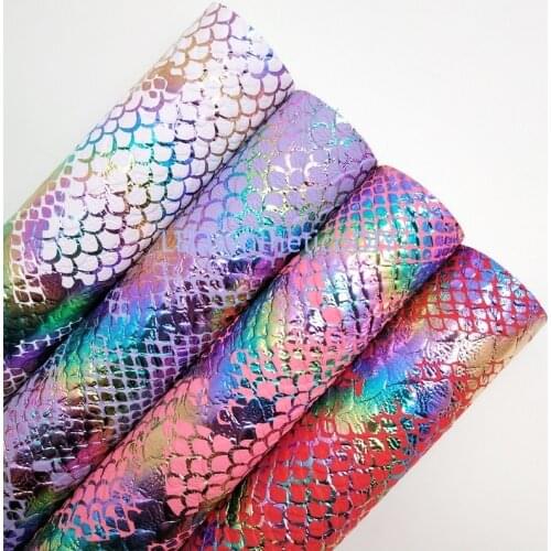 1PC 21X29CM Rainbow Mermaid Faux Leather Fabric, Synthetic Leather Fabric Leather Sheets For Making Bows LEOsyntheticoDIY T313